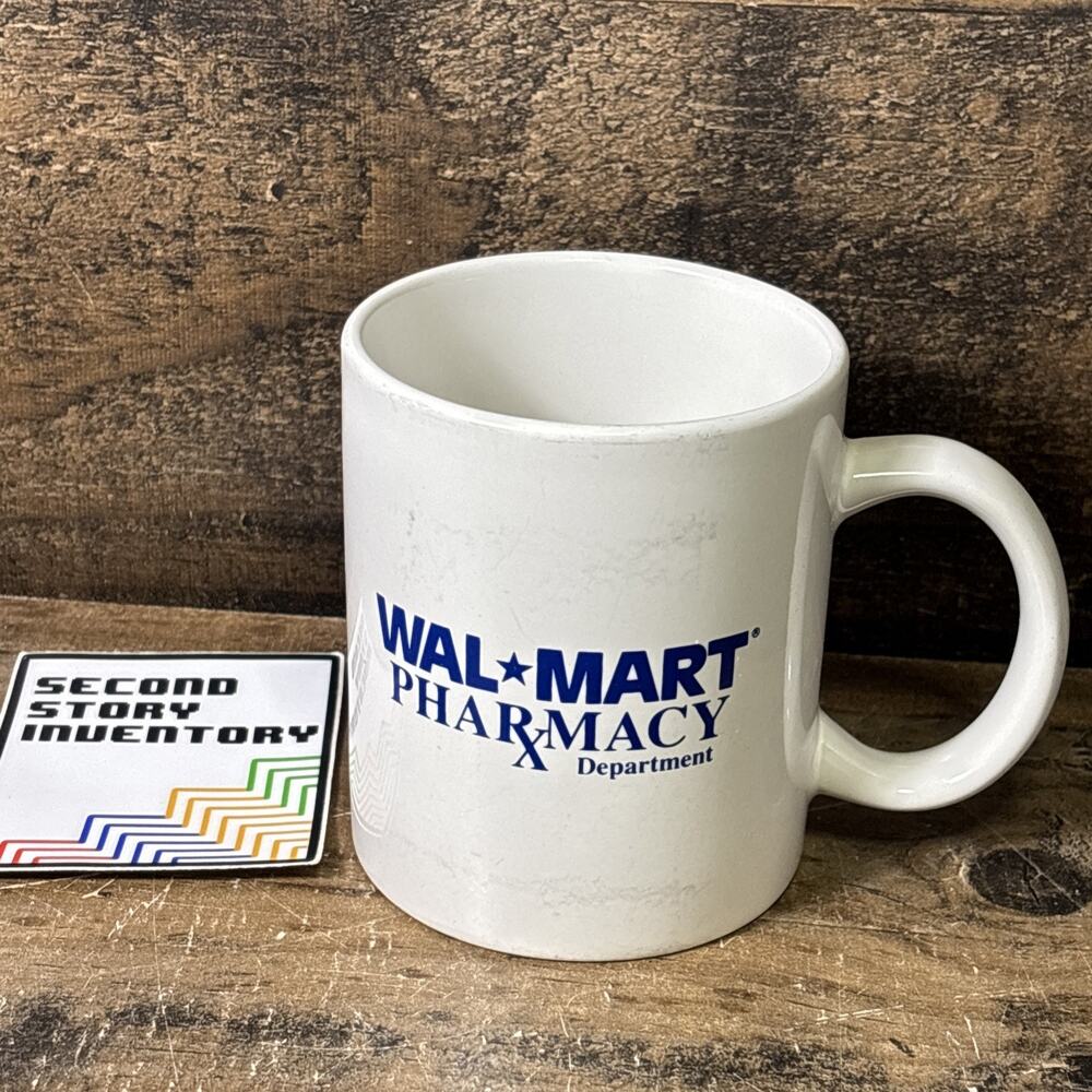 Vintage Wal-Mart Pharmacy Coffee Mug Department Store Retail History Walmart